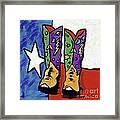 Boots On A Texas Flag Framed Print