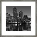 Boston Skyline Seaport District Bw Framed Print