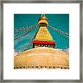 Boudhanath Stupa In Nepal With Blue Sky Framed Print