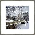 Bow Bridge Central Park In Winter Framed Print