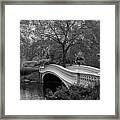 Bow Bridge Nyc In Black And White Framed Print