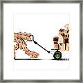 Box Character Moving Boxes On Trolley Framed Print