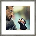 Boxer Without Boxer Gloves In Defensive Framed Print