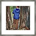 Boy In The Woods Framed Print