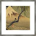 Boy Viewing Mount Fuji Framed Print