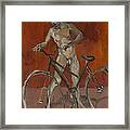 Boy With Bicycle Red Oxide Framed Print