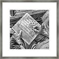 Mind Games - Sunday Crossword Puzzle - Black And White Framed Print