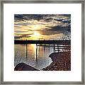 Breakwater Boat Dock Sunset Framed Print