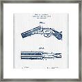 Breech Loading Gun Patent Drawing From 1883 -  Blue Ink Framed Print