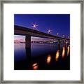 Bridge And Blue Sky Before Dawn Framed Print