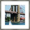 Bridge - Sailboat By The Brooklyn Bridge Framed Print