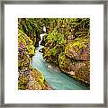 Bridge View Of Avalanche Gorge Waterfalls Framed Print
