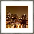 Brooklyn Bridge And Downtown Manhattan Framed Print