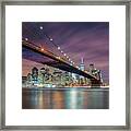 Brooklyn Bridge At Night Framed Print