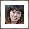 Brown Haired And Freckle Faced Natural Beauty Model Iii Framed Print