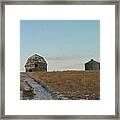 Barn And Silo At The End Of The Road Framed Print