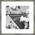 Buddhist Temple In Black And White - Roof Tile Details Framed Print