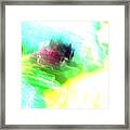 Budding Abstract Turquoise Green Yellow And White Framed Print