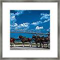 Budweiser Clydsdales And Blue Water Bridges Framed Print