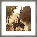 Bullock Cart & Pagoda, At Sunset Framed Print