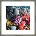 Butterflyfish Over Coral Reef Framed Print