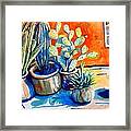 Cactus In Pots Framed Print