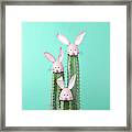Cactus With Easter Rabbit Decorations Framed Print