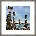 Cairns And Sailboats, Waterfront, San Framed Print