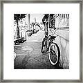 California Beach Cruiser Bike Black And White Photo Framed Print