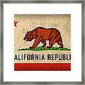 California State Flag Art On Worn Canvas Framed Print