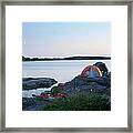 Camping At Coast At Evening Framed Print