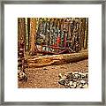 Campsite By The Box Car Framed Print