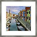 Canal Burano  Venice Italy Framed Print