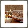 Candles And Towels In A Spa Framed Print