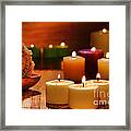 Candles Burning In A Spa Framed Print