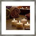Candles In A Spa Framed Print