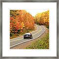 Car Driving On Remote Appalachian Highway In Fall Framed Print