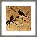 Cardinals Silhouettes Coffee Painting Framed Print