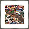 Cargo Containers In A Freight Yard Framed Print