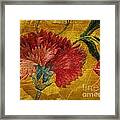 Carnation Embroidered On Silk Brocade Framed Print