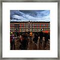 Caserta Royal Palace Facade With Running Visitors Under The Rain Framed Print