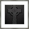Celtic Knotwork Cross 1 Black Leather Texture Framed Print