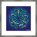Celtic Mermaid Mandala In Blue And Green Framed Print