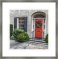 Charleston Historic District - Orange Door Framed Print
