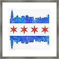 Chicago Flag Watercolor Framed Print