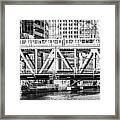 Chicago Lake Street Bridge L Train Black And White Picture Framed Print