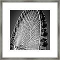 Chicago Navy Pier Ferris Wheel In Black And White Framed Print