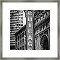 Chicago Theater Sign In Black And White Framed Print