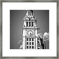 Chicago Wrigley Building Clock Black And White Picture Framed Print