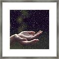 Child Catching Falling Raindrops In Hands Framed Print